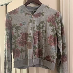 Floral bomber jacket style zip up